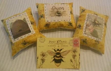 Primitive Vintage Bee Bowl Fillers-Ornies-Cupboard Tucks-set of 3 with card