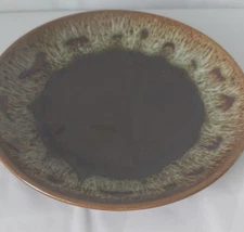 Vintage USA Pottery Mid Century Brown Drip Glaze Stoneware 7" Plate