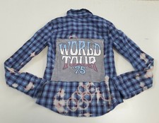 Upcycled Distressed Bleached Hand Dyed Rockabilly Country Grunge 1975 Shirt S