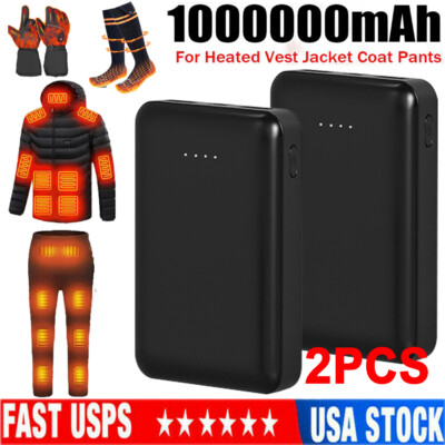 1000000mAh Battery Pack for Heated Vest Jacket Pants Scarf Coat USB Power Bank