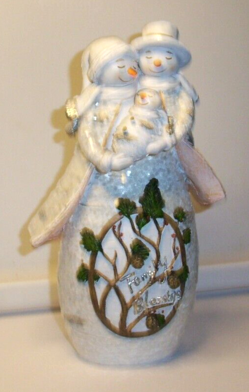 SNOWMAN FAMILY FIGURINE FROM ROMAN INC.  NEVER DISPLAYED 8" TALL