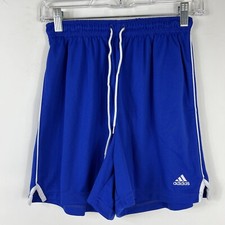 Adidas Shorts Youth Small Athletic Elastic Waist Drawstring Blue Knee Length