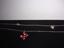 Official Disney Minnie Mouse Rhinestone pendant Enamel "M" Necklace 18"