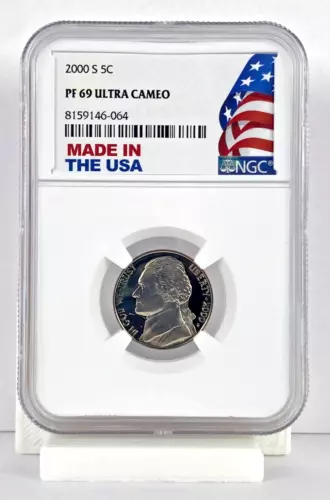 2000 S Jefferson Nickel ~NGC PF69 Ultra Cameo~ Made In USA American Flag Holder
