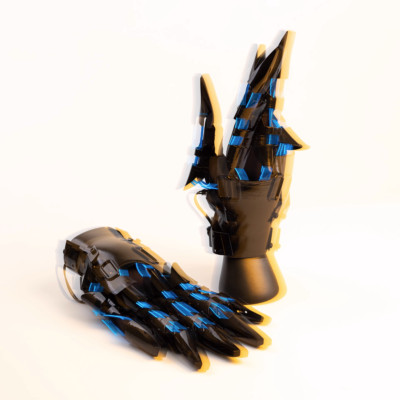 DIY Cyberpunk Glow Knight Hand Nail Gloves Customize Movable Wearable Cosplay