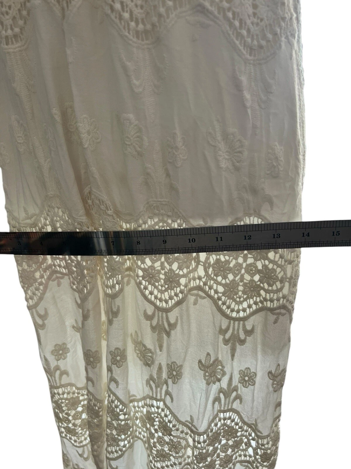 OFF WHITE Maxi abito Alice + Olivia bianco sporco pioggia pizzo inserto scollo a V $550 0 A222