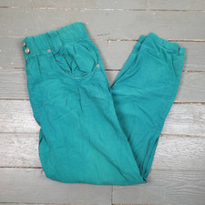 Vintage 80s/90s Daisy Ind. Teal High Waisted Lightweight Cotton Trousers Pants M