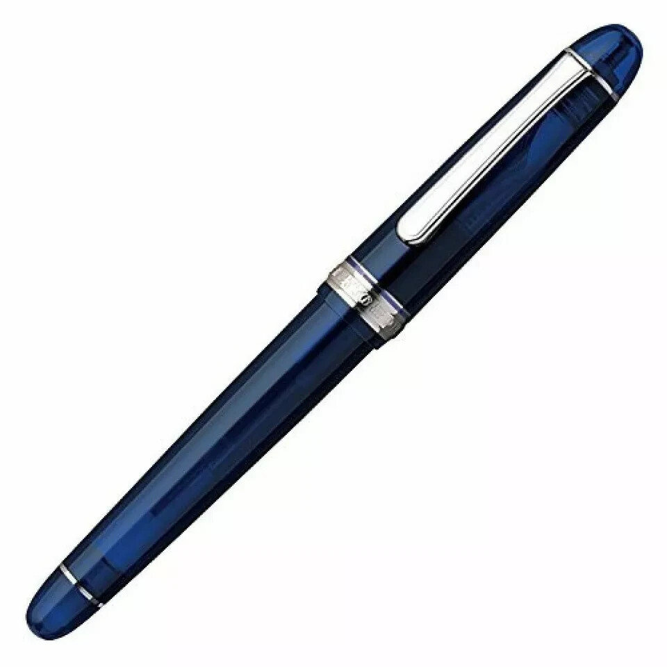 Platinum #3776 Century RHODIUM Fountain Pen Chartres Blue B Nib