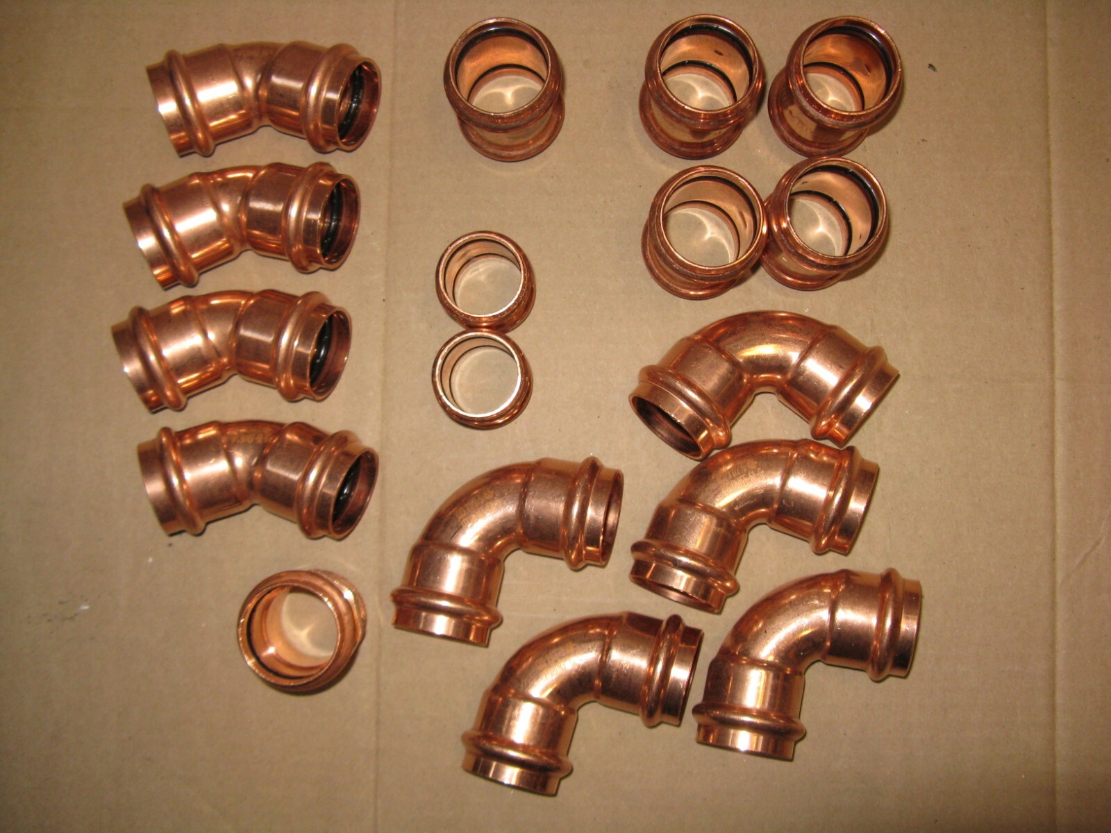 Copper Pro Press 1 1/4" - 1 1/2" Assorted Box Lot of Fittings