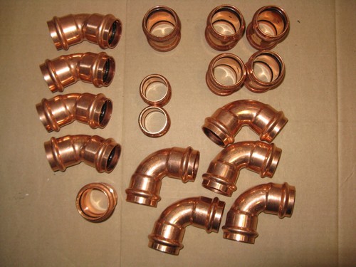 Copper Pro Press 1 1/4" - 1 1/2" Assorted Box Lot of Fittings