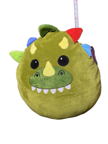 HUGE Dinosaur Squishie Plush Pillow Thick 22 x 18 Green Multicolor Kids Dino NWT - Picture 5 of 9