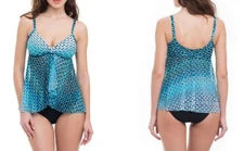 Profile By Gottex Swim Set Cocoon V-Neck Tankini Top & Hipster Bikini Bottom 2PC