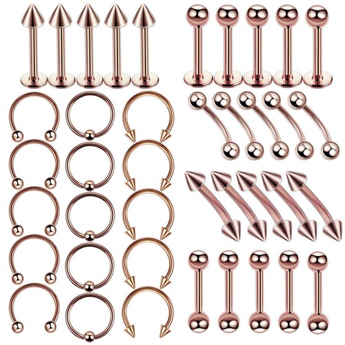 40 Stck./Set Nasenreif Ring Labret Stecker Lippe Ohr Augenbrauen Piercing Schmuckset - Bild 7 von 16
