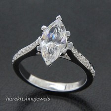 Lab-Created 2.15CT Marquise Cut Diamond Engagement Wedding Ring 14K Gold Finish