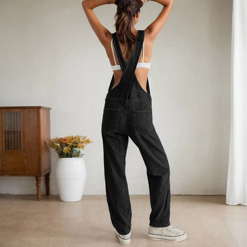 Damen Latzjeans Latzhose Denim Jumpsuit Baggy Overalls Jeanshosen Trägerhosen DE - Bild 12 von 20