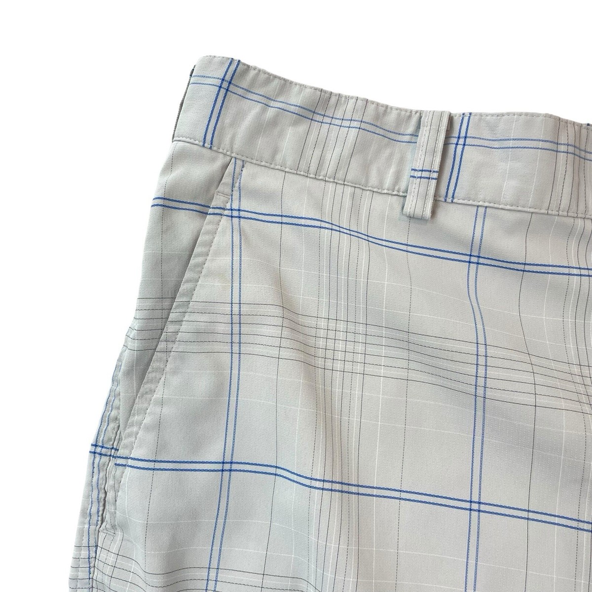 Nike Golf Shorts Mens 34 Gray Blue Plaid Chinos 11