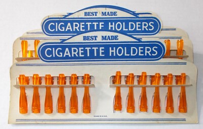 vintage STORE DISPLAY BEST MADE CIGARETTE HOLDERS full card 12 pc 2.5'' PLASTIC