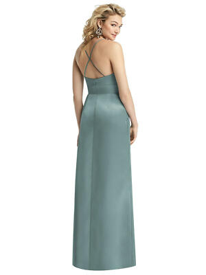 After Six 1521..Pleated Skirt Satin Maxi Dress with Pockets...Icelandic..Size 2 | eBay After Six 1521..Pleated Skirt Satin Maxi Dress with Pockets...Icelandic..Size 2 | eBay