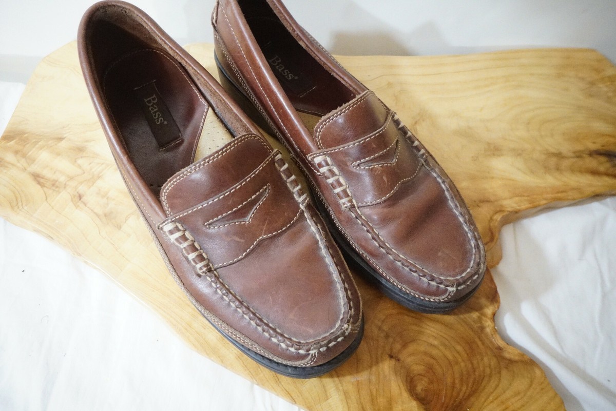 Men\'s Vintage Bass Moccasins Leather Brown Lace Up Casual Loafers 7 M‎ Brazil The GH Bass Weejun Penny Loafer - a true classic. Pictured  main image 3