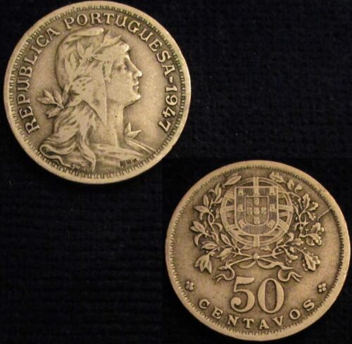 PORTUGAL, ZWEITE REPUBLIK, 50 CENTAVOS 1947, GVF.