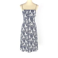 Reformation Peach Au Naturale Dress Navy White Floral Shoulder Tie Dress Size 2P
