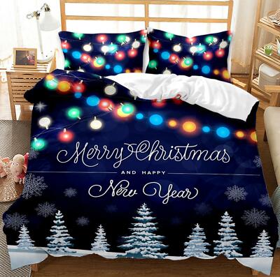 3D Farbige Glühbirne M794 Weihnachten Steppdecke Bettbezug Christmas Bett Fay