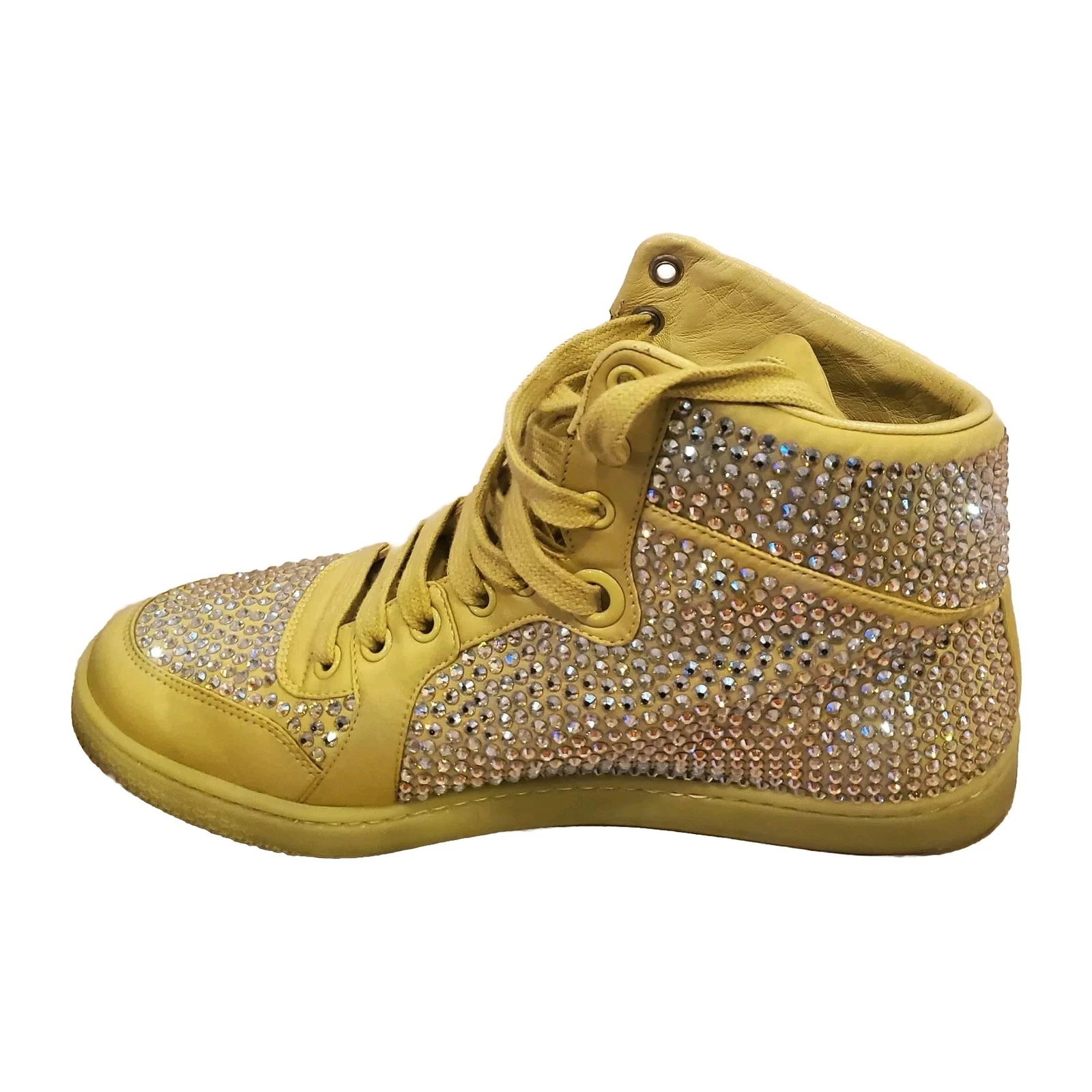 Baskets montantes néon Gucci cristal Swarovski chaussures et boîte femme pointure 38 8 US