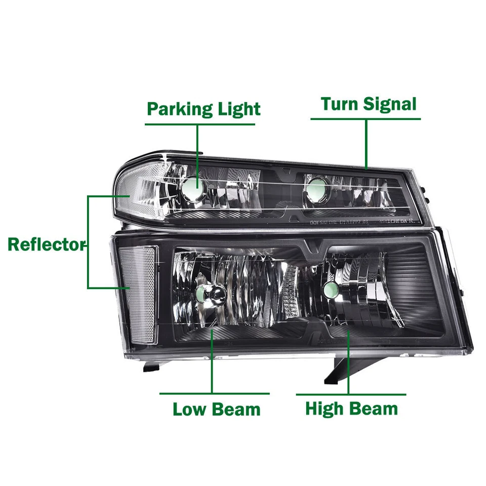 Carcasa negra faros y luces traseras aptos para 04-12 Chevy Colorado GMC Canyon  Foto 4 de 4
