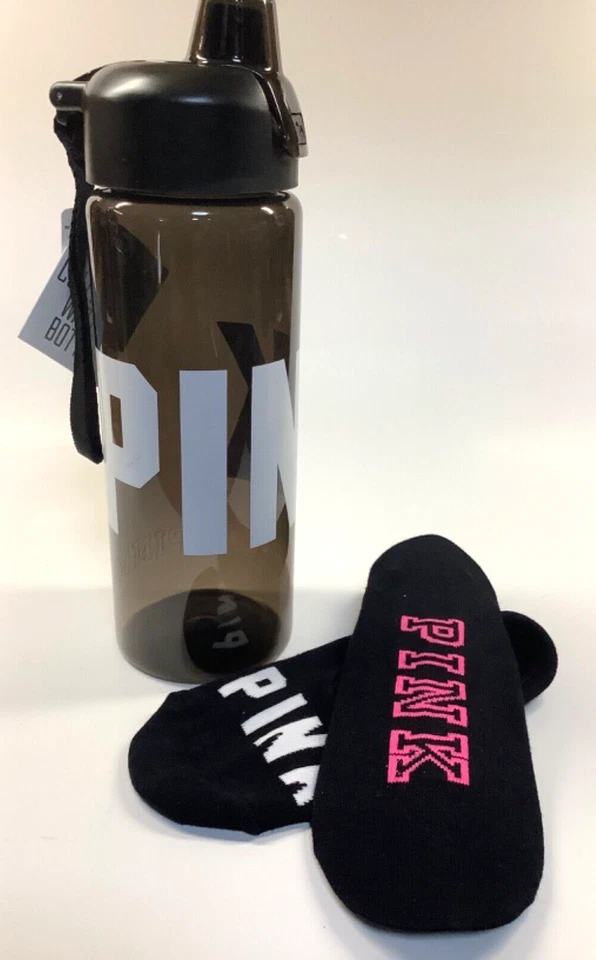 Botella de agua universitaria rosa Victoria’s Secret 32 fl oz + logotipo de calcetines sin mostrar nueva con etiquetas Foto 3 de 4