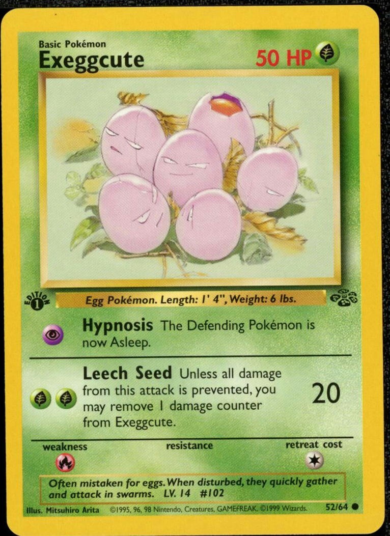 Exeggcute 52/64 1st Edition Regular Non Holo WoTC Pokemon Jungle Set LP English