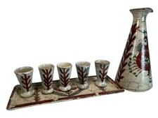 Gustave Reynaud 1915-1972 Vallauris caraffa ceramica moderna francese vassoio tazze