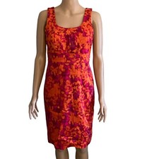 Michael Kors Dress Womens Size 2 Persimmon Sheath Orange Fuchsia Pattern New