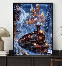 DIAMOND ART KIT WINTER TRAIN FULL DRILL ROUND 40x30CM