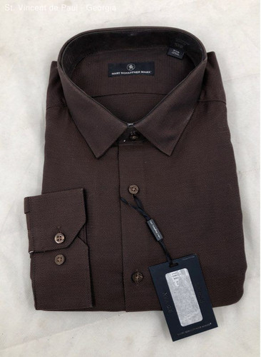 Men's Hart Schaffner Marx Brown Long Sleeve Button Up Dress Shirt - Size 2XB