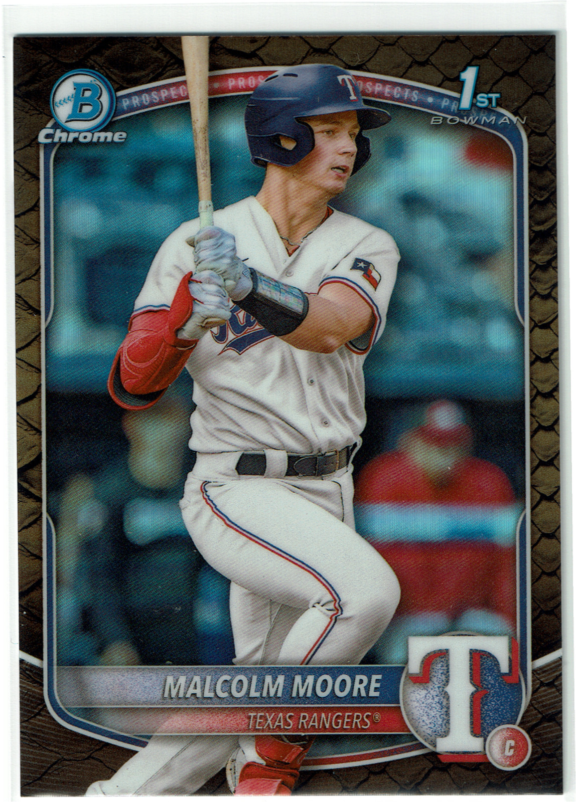 2025 Bowman - Chrome Prospects Malcolm Moore #BCP-129 Reptilian Refractor (RC)