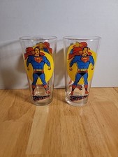 Vintage 1976 Pepsi Superman Glass Super Series 2 Glasses