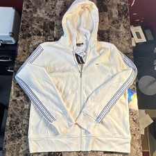 Michael Kors Men's White Full Zip Hooded Logo Hoodie Sweatshirt Size L