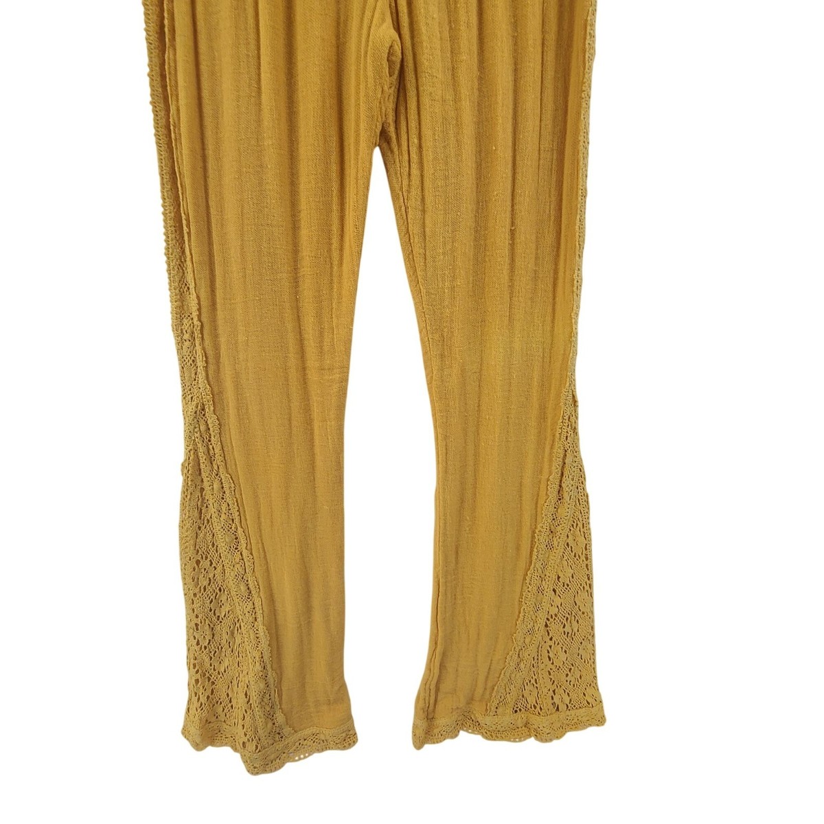 Jen's Pirate Booty X Free People Berry Bomb Pants Crochet Gauze Flare Boho Sz XS View 2