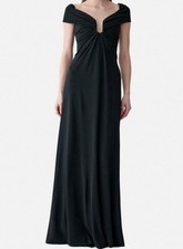 Carolina Herrera Women's Black Off-the-Shoulder Ruched Gown Dress Size XS