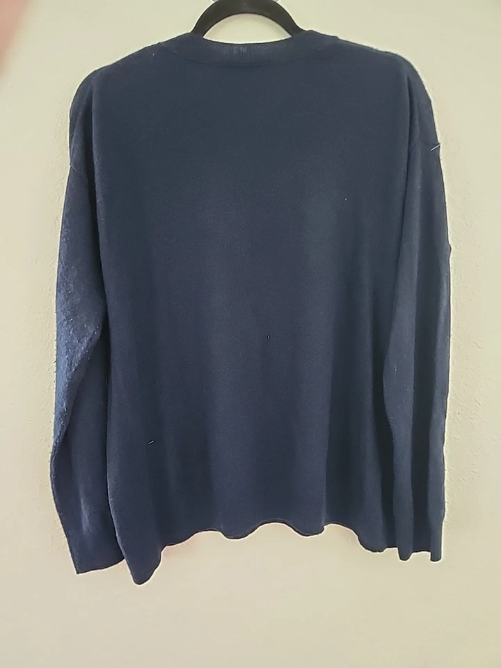 Vince para mujer. Manga Larga Mezcla Cachemira Lino Azul Marino Talla L Foto 4 de 4