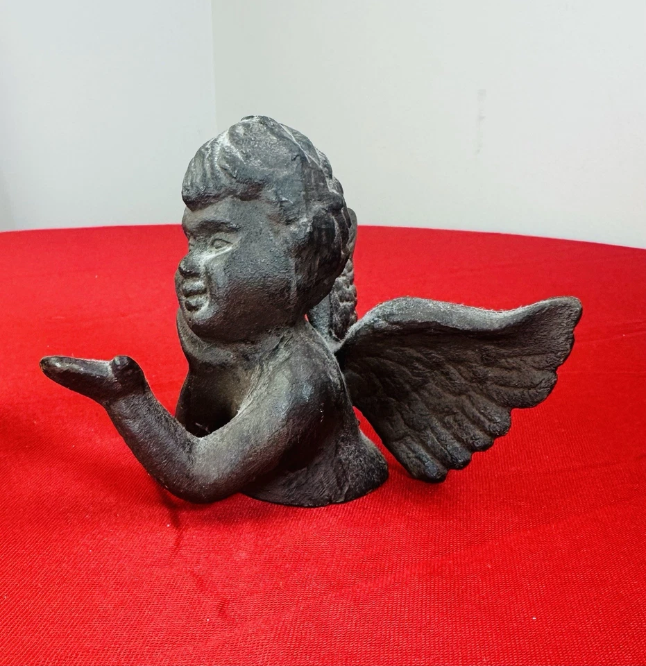 Antique Cast Iron Cherub Blowing Kiss Figurine Stillwater Minnesota Attic Find - Image 2 of 4