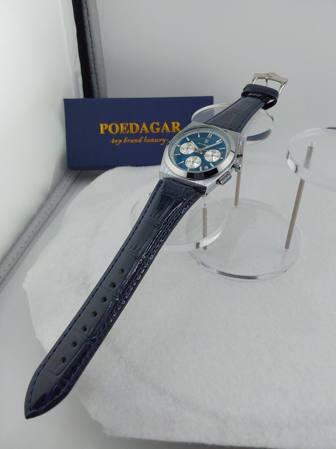 Luxury Chronograph Blue Dial 40mm With Blue Leather Strap  970