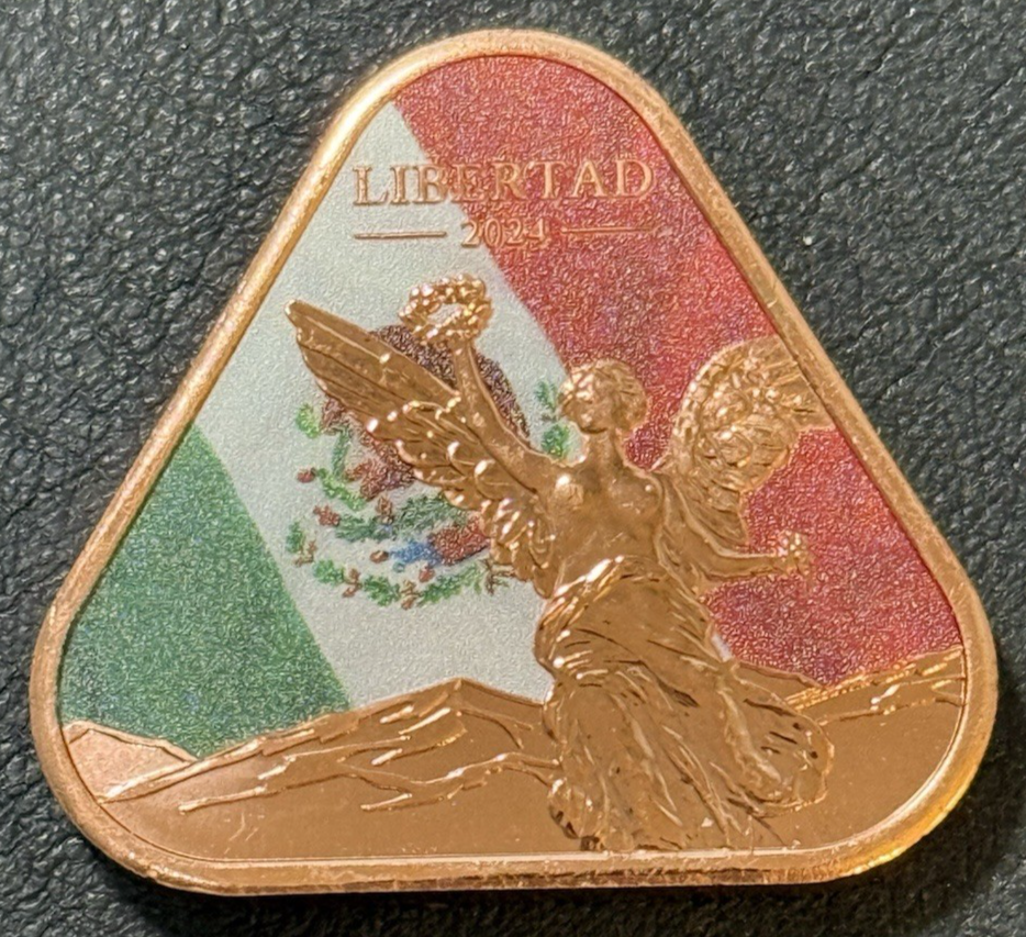 1 AVDP Oz .999 Copper Mexico Libertad Colorized Copper Triangle