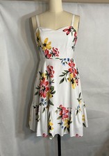 Old Navy Sz S Summer Dress Short Lined Floral Smocked Back Straps Flared Rayon