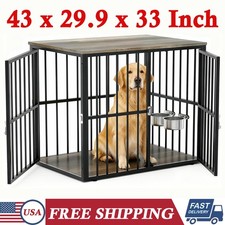43Inch Dog Crate Furniture Wooden Indoor Dog Kennel End Table Pet Cage Furniture
