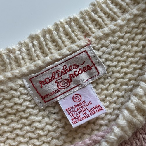 Vintage 80s Radishes & Roses Wool Blend Knit Sweater Vest Women Small Pastel Art - Picture 3 of 9