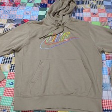 Nike Hoodie Sweatshirt Medium Tan Pocket Swoosh
