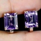925 Sterling Silver Earrings Octagon Amethyst 10x8mm Natural Gemstone Jewelry