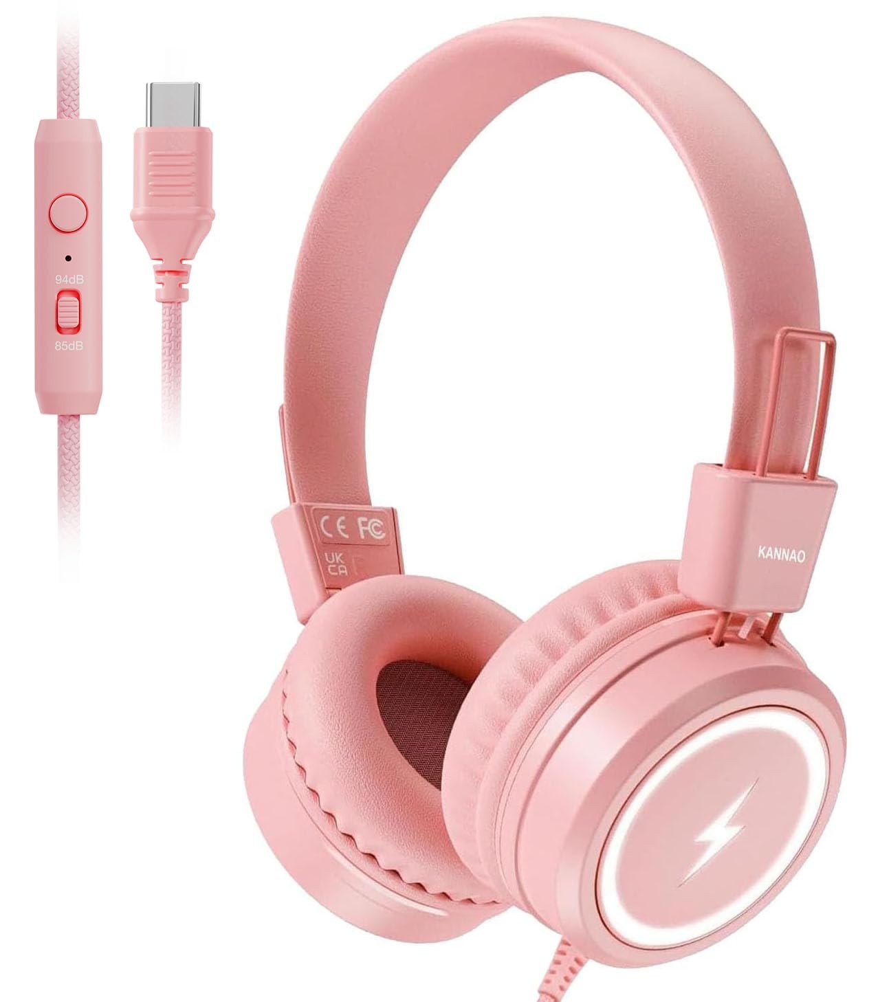 Casque audio enfants scolaires USB de Type C et LED pour tablette