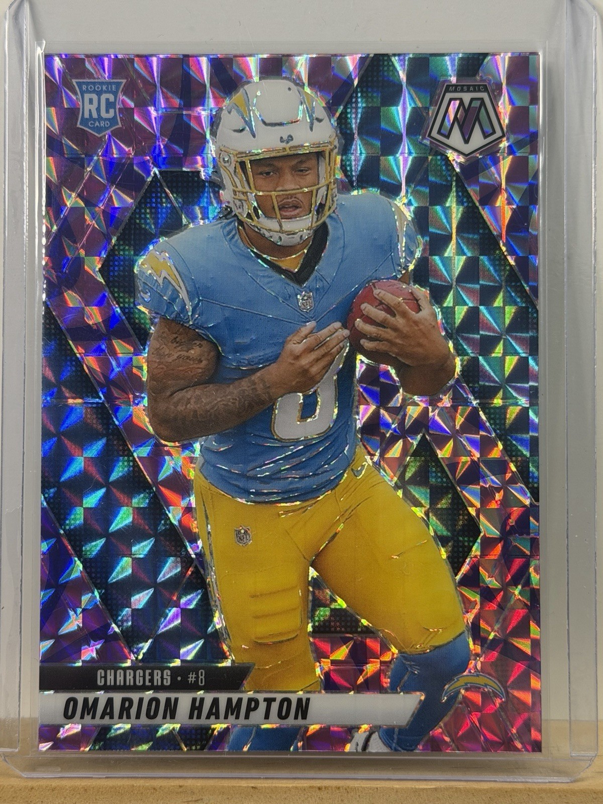2025 Panini Mosaic - Rookies Omarion Hampton #335 Reactive Purple Mosaic...